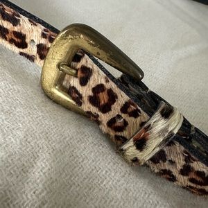 Leopard print haircalf leather belt